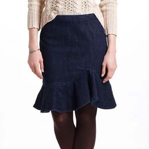 Anthropologie Leifsdottir Denim Ruffle Skirt